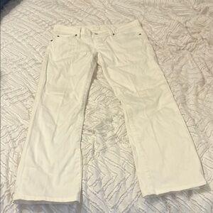 7 For All Mankind White Embellished  Straight Jeans